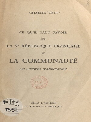 cover image of Ce qu'il faut savoir sur la Ve République française et la Communauté